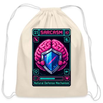 Funny Pixel Brain Sarcasm Defense Mechanism Graphi - Cotton Drawstring Bag - natural - Front