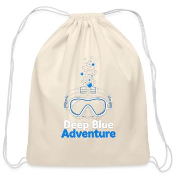 Deep Blue Adventure Dive Mask - Cotton Drawstring Bag - natural - Front
