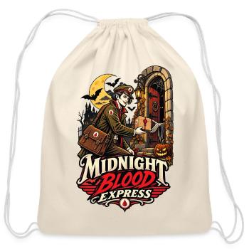 Midnight Blood Express — Vampire Courier Halloween - Cotton Drawstring Bag - natural - Front