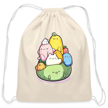 Adorable Bubble Family Cartoon Design - Cotton Drawstring Bag - natural - Front
