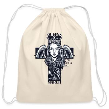 Queens are born in March - Cotton Drawstring Bag - natural - Front