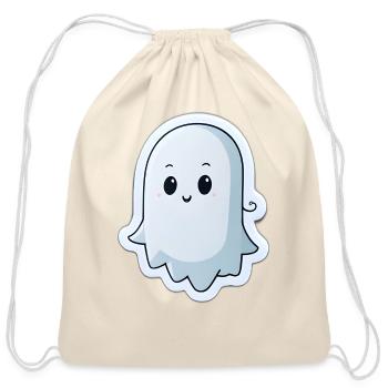 Cute Ghost - Cotton Drawstring Bag - natural - Front