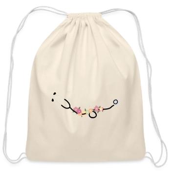 Stethoscope with Flowers - Cotton Drawstring Bag - natural - Front