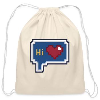 Pixel  Hi Bubble art - Cotton Drawstring Bag - natural - Front