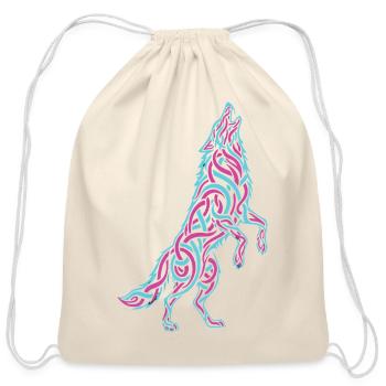 Howling Wolf Calligraffiti - Cotton Drawstring Bag - natural - Front