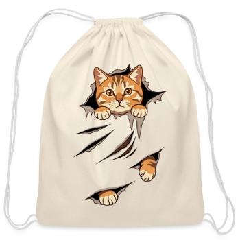 Cat Burst Breakthrough - Cotton Drawstring Bag - natural - Front