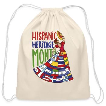 Woman With Latin Country Flags Hispanic Heritage - Cotton Drawstring Bag - natural - Front