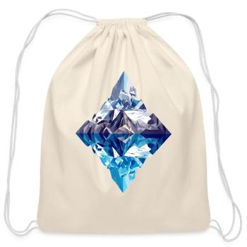 Low Poly Mountain Abstract with Reflection in Wate - Cotton Drawstring Bag - natural - Front