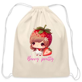 Berry pretty - Cotton Drawstring Bag - natural - Front