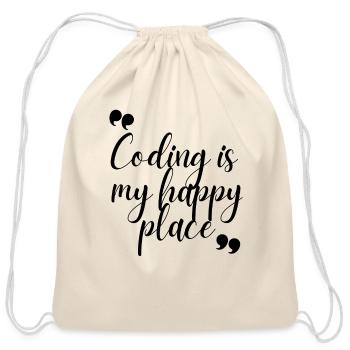 Coding is my happy place - Cotton Drawstring Bag - natural - Front