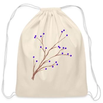 Branch Of Mistles With Purple Berrys For Christmas - Cotton Drawstring Bag - natural - Front