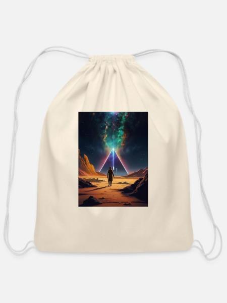 Pyramid Of Power - Cotton Drawstring Bag - natural