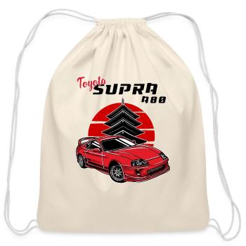 Toyota Supra A80 - Cotton Drawstring Bag - natural - Front