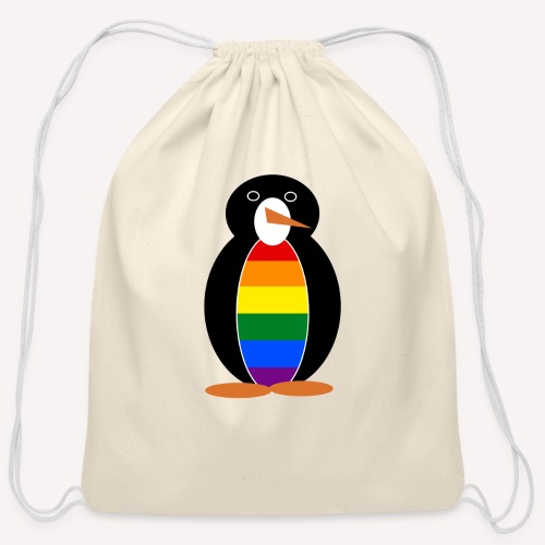 Gay Pride Penguin - Cotton Drawstring Bag