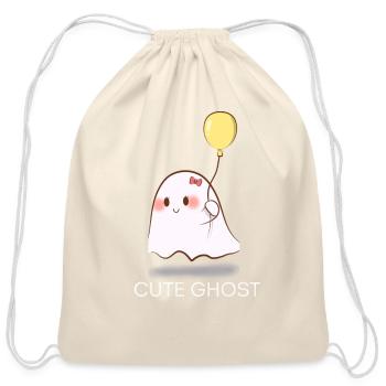 Cute Ghost - Cotton Drawstring Bag - natural - Front