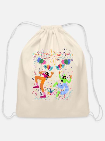 Dancing Colorful Space - Cotton Drawstring Bag - natural