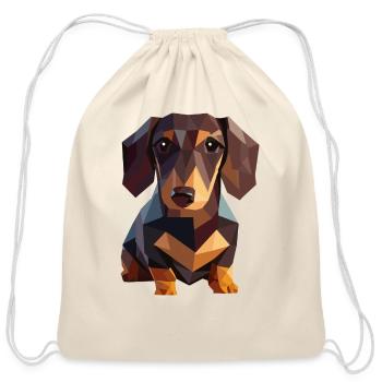 Low Poly Dachshund - Cute Miniature Dachshund - Cotton Drawstring Bag - natural - Front
