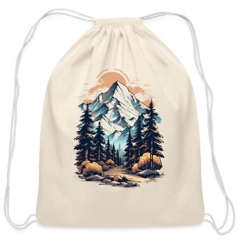 Sunset Over the Pines - Cotton Drawstring Bag - natural - Front