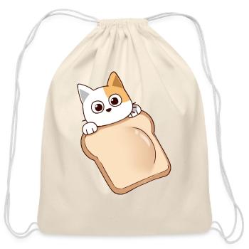 bread cat - Cotton Drawstring Bag - natural - Front