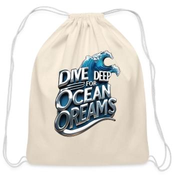 Ocean Dream Depths Wave Reverie - Cotton Drawstring Bag - natural - Front