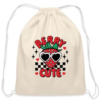 Berry Cute Strawberry - Cotton Drawstring Bag - natural - Front