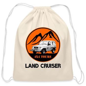Toyota Land Cruiser J40 Off-Road Car Mountain - Cotton Drawstring Bag - natural - Front