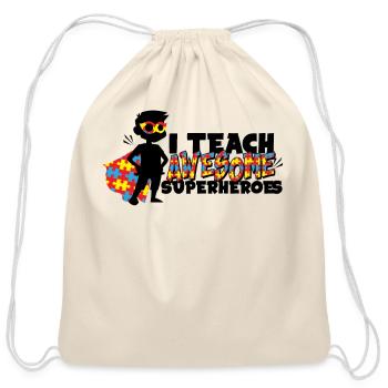 Special Education Teacher Autism Teacher Superhero - Cotton Drawstring Bag - natural - Front