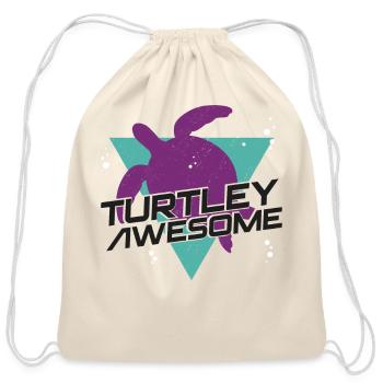 Sea Turtle Tortoise Pun Turtley - Cotton Drawstring Bag - natural - Front