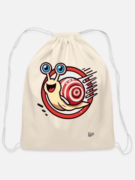 funny Turbo Fast Snail - Cotton Drawstring Bag - natural