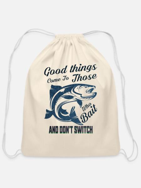 Funny Fishing, Tackle Wizard Motivation - Cotton Drawstring Bag - natural