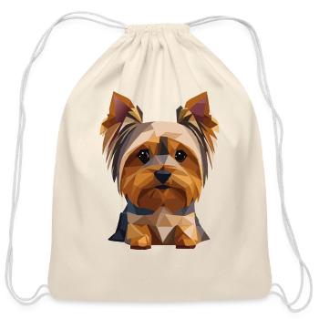 Low Poly Yorkie - Cute Yorkshire Terrier - Cotton Drawstring Bag - natural - Front