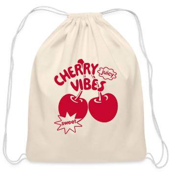Cherry Vibes Trendy Cherries Streetwear - Cotton Drawstring Bag - natural - Front