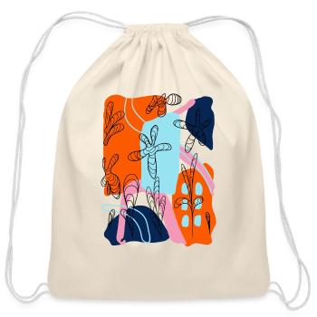 Abstract - Cotton Drawstring Bag - natural - Front