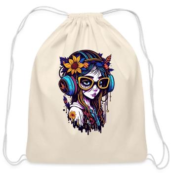 Neon Splash Girl - Cotton Drawstring Bag - natural - Front