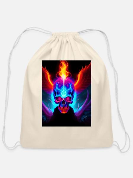 Psyschedelic Skull Blazer - Cotton Drawstring Bag - natural