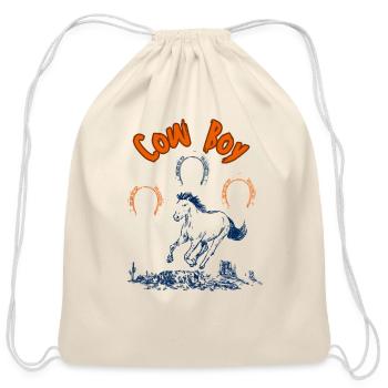 cowboy horse design - Cotton Drawstring Bag - natural - Front