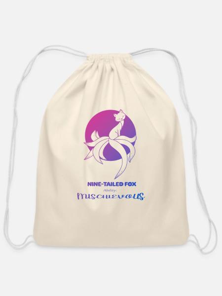 Nine-Tailed Fox - Cotton Drawstring Bag - natural