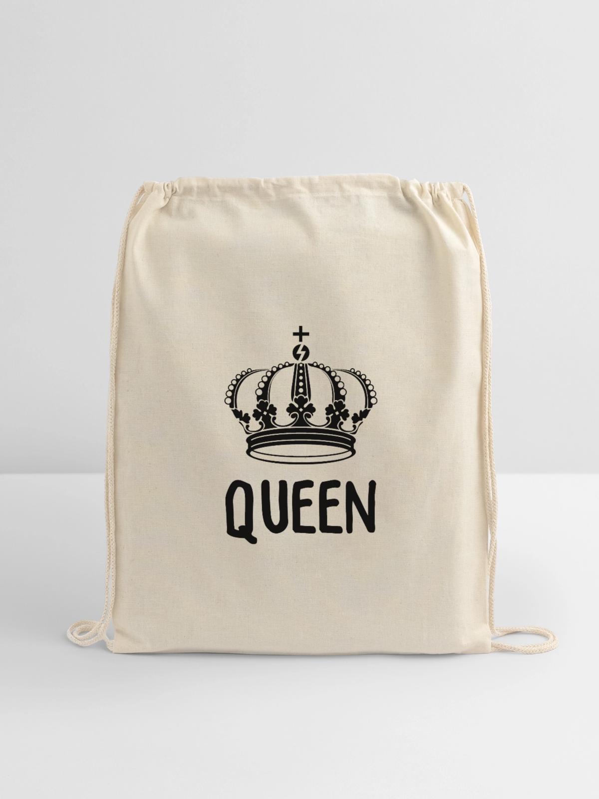 King Queen Partnerlook - Cotton Drawstring Bag - natural - Front