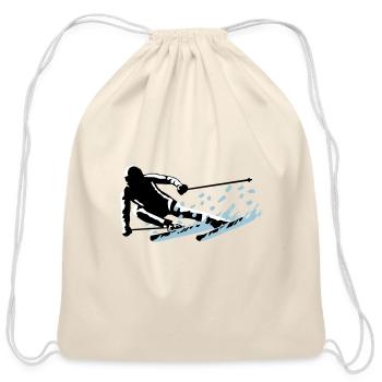 ski, skiing - Cotton Drawstring Bag - natural - Front