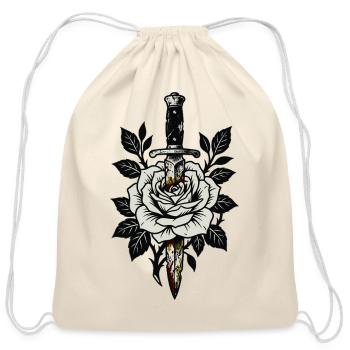 dagger and rose - Cotton Drawstring Bag - natural - Front