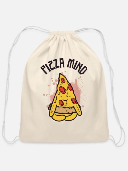 Serenity Pizza Meditation Yoga Pizza - Cotton Drawstring Bag - natural