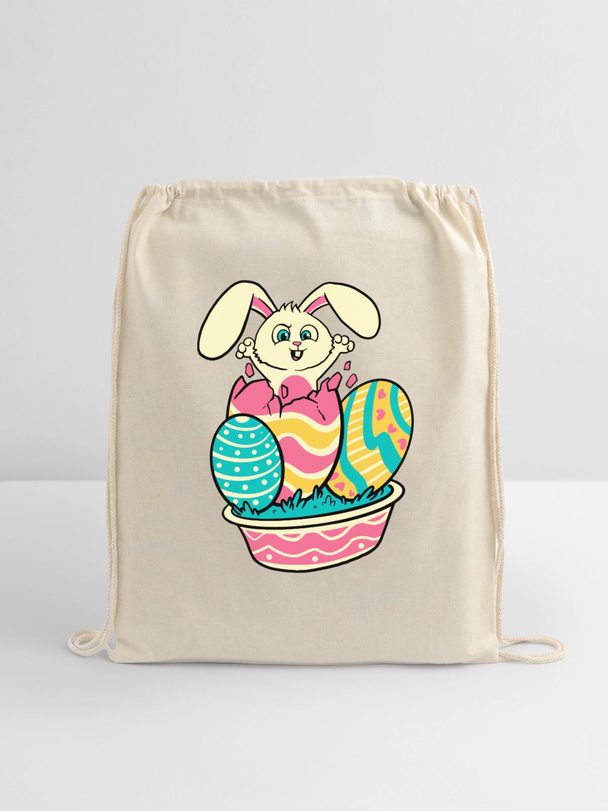 Surprise Bunny - Cotton Drawstring Bag - natural - Front