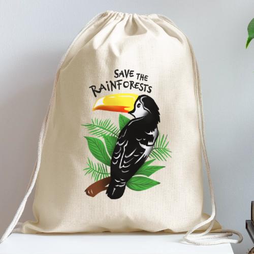 save the rainforests - Cotton Drawstring Bag