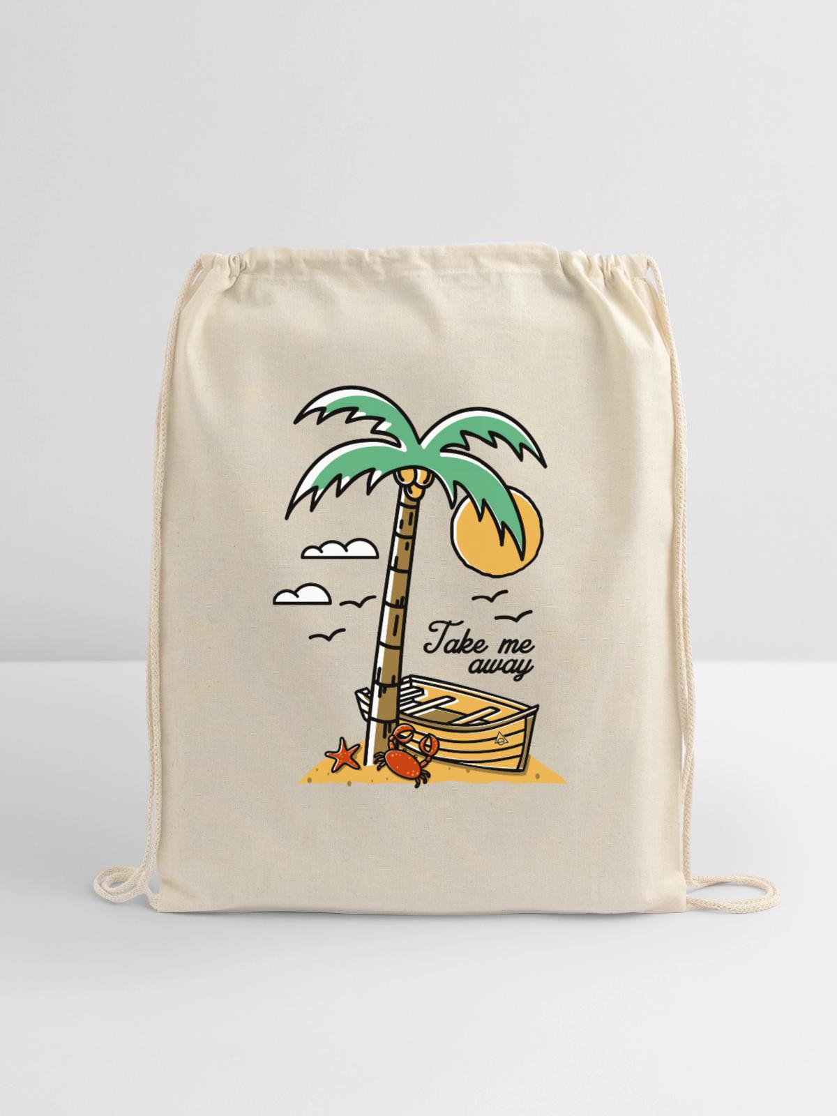 Take Me Away - Cotton Drawstring Bag - natural - Front