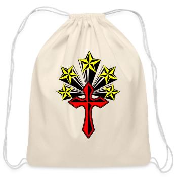 Red cross with five yellow stars - Cotton Drawstring Bag - natural - Front