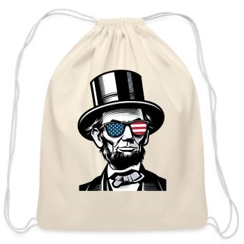 Abraham Lincoln in USA shades - Cotton Drawstring Bag - natural - Front