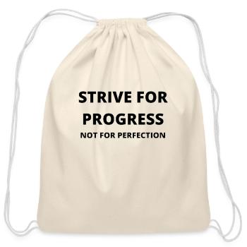 Strive For Progress - Cotton Drawstring Bag - natural - Front