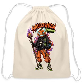Halloween Legend Pumpkin Head Streetwear - Cotton Drawstring Bag - natural - Front