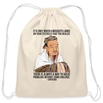 When A Mosquito Lands On Your Testicles - Cotton Drawstring Bag - natural - Front