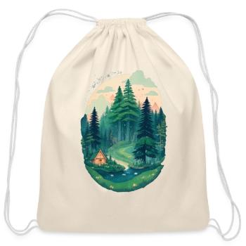 Pine trees Pine Tree Mountain Landscape t-shirt - Cotton Drawstring Bag - natural - Front